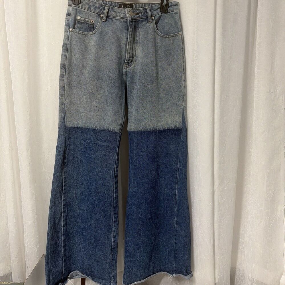 Itk boutique Two Tone Wide Leg Jeans Women's Size M 30 x 32"